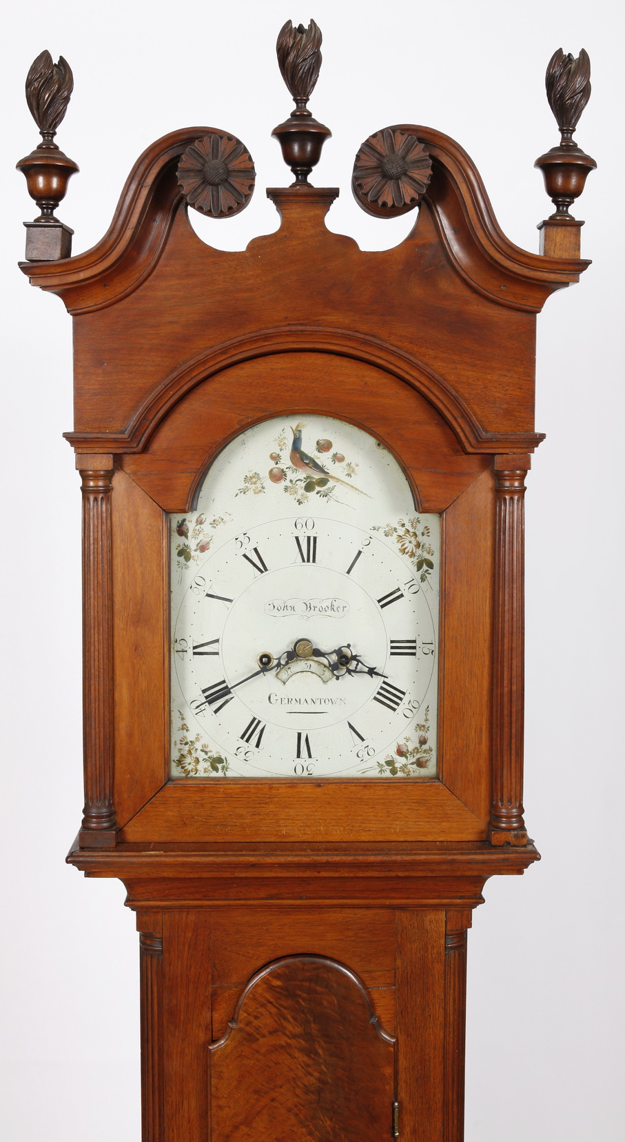 John Brooker Walnut Chippendale Tall Case Clock, Philadelphia ...