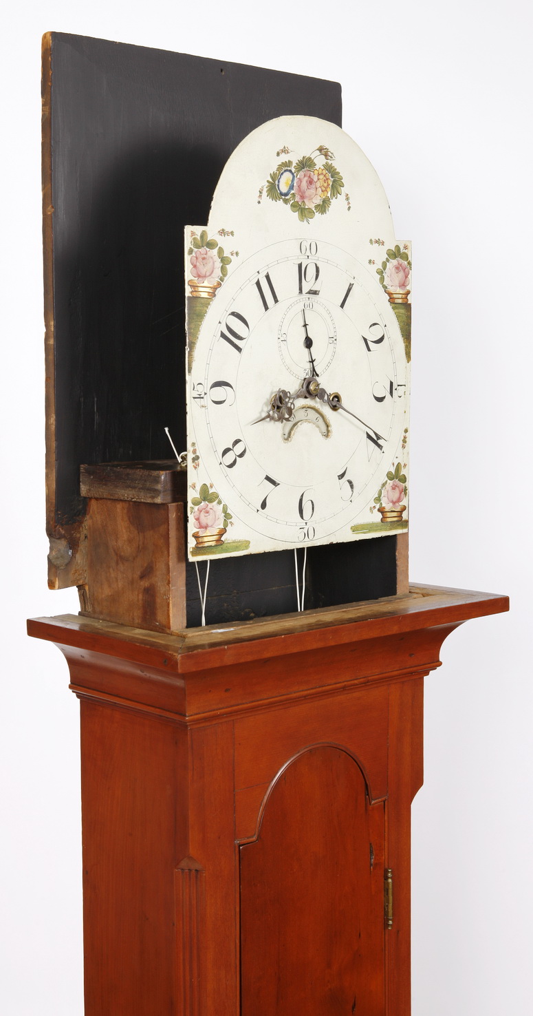 Lehigh Valley Pennsylvania Cherry Tall Case Clock C 1820 8 Day Brass