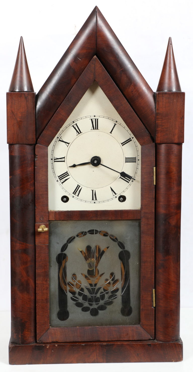 Brewster & Ingrahams 8 Day Steeple clock w/ Kirk’s Cast Iron Back Plate ...